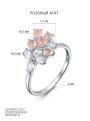 Кольцо из серебра с розовым агатом и фианитами родированное