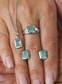 Подвеска из серебра с плавленым кварцем цвета лунный мятный родированная
