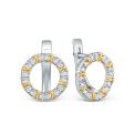 Серьги из серебра с фианитами и позолотой родированные - Круги, кольца