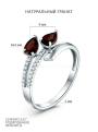 Кольцо из серебра с натуральным гранатом и фианитами родированное