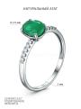 Кольцо из серебра с натуральным зелёным агатом и фианитами родированное