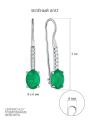 Серьги из серебра с зелёным агатом и фианитами родированные