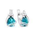 Серьги из серебра с натуральным апатитом и фианитами родированные