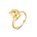 Кольцо детское из золочёного серебра с фианитом цвета сапфир - Единорог