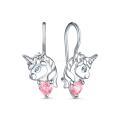 Серьги детские из серебра с фианитами родированные - Единороги