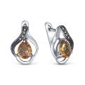 Серьги из чернёного серебра с синтетическим султанитом и марказитами