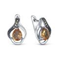 Серьги из чернёного серебра с султанитом и марказитами
