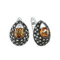 Серьги из чернёного серебра с султанитом и марказитами