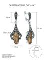 Серьги из чернёного серебра с синтетическим султанитом и марказитами