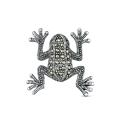 Брошь из чернёного серебра с кубическим цирконием и марказитами - Лягушка