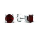 Серьги-пусеты из серебра с гранатом родированные