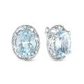 Серьги из серебра с натуральным топазом и кубическим цирконием родированные