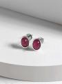 Серьги-пусеты из серебра с рубином родированные