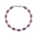 Браслет из серебра с рубином и кубическим цирконием родированный