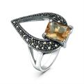 Кольцо из чернёного серебра с синтетическим султанитом и марказитами