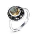 Кольцо из чернёного серебра с султанитом и марказитами