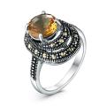 Кольцо из чернёного серебра с султанитом и марказитами
