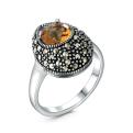 Кольцо из чернёного серебра с  султанитом и марказитами
