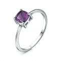 Кольцо из серебра с аметистом родированное