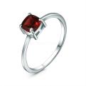 Кольцо из серебра с гранатом родированное