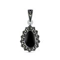 Подвеска из чернёного серебра с ониксом и марказитами