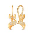 Серьги детские из золочёного серебра с фианитами - Лисы, лисички