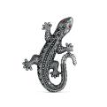 Брошь из чернёного серебра с фианитами - Ящерица