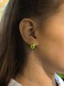 Серьги детские из золочёного серебра с эмалью и фианитами - Авокадо