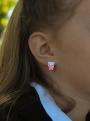 Серьги детские из золочёного серебра с эмалью и фианитами - Кошечки