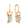 Серьги детские из золочёного серебра с фианитами - Лисички