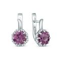 Серьги из серебра с гидротермальным александритом и фианитами родированные