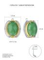 Серьги из серебра с авантюрином и позолотой родированные