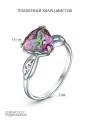 Кольцо из серебра с плавленым кварцем цвета мистик родированное