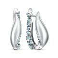 Серьги из серебра с Swiss топазом родированные