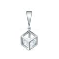 Подвеска куб из серебра с фианитом родированная
