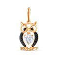 Подвеска из золочёного серебра с фианитами и тёмным родированием - Сова