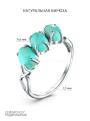Кольцо из серебра с натуральной бирюзой родированное