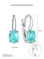 Серьги из серебра с натуральной бирюзой родированные