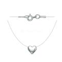 Колье на леске из серебра родированное - Сердце