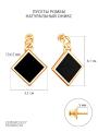 Серьги-пусеты из золочёного серебра с натуральным ониксом - Ромбы