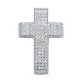 Подвеска из серебра с фианитами родированная - Крест, 68 фианитов, 2,7 см