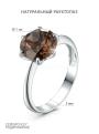 Кольцо из серебра с натуральным раухтопазом родированное