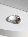 Кольцо из серебра с натуральным раухтопазом родированное
