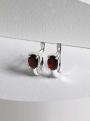 Серьги из серебра с гранатом родированные