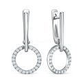 Серьги из серебра с фианитами родированные - Круги