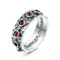 Кольцо из чернёного серебра с гранатом - Господи, помилуй мя