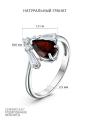 Кольцо из серебра с натуральным гранатом и фианитами родированное
