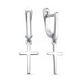 Серьги из серебра родированные - Кресты