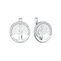 Серьги из серебра с фианитами родированные - Дерево жизни