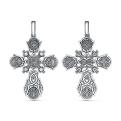 Крест из чернёного серебра с фианитами -  Лики святых 5,5 см
